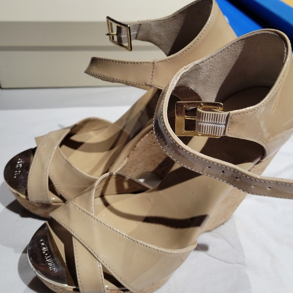 Jimmy Choo Patent Leather Nude Wedges.  Size 5 - Picture 5 of 9